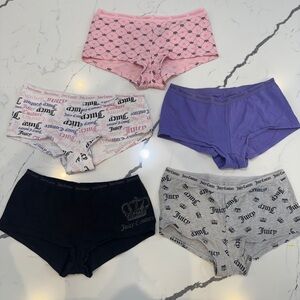 Juicy Couture Intimates Boyshort Underwear Lot 5 Size L Cotton Stretch